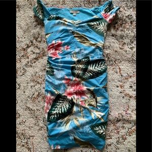 Guess small tropical print body con mini dress